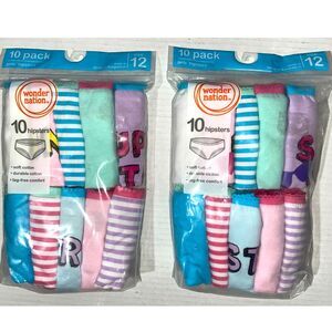 2 Wonder Nation ~ Girls Tagless 10-Pair Underwear Hipster Cotton ~ Size 12